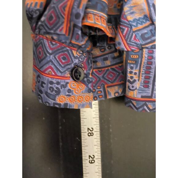 Vintage Ridge T Shirt Womens Large Blue Purple Abstract Button Up Blouse 90s Top - Picture 5 of 6